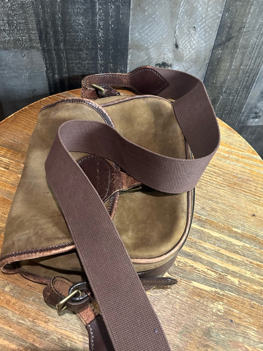 Men's Brown Leather Canvas Crossbody Bag - Unbranded - Picture 7 of 7